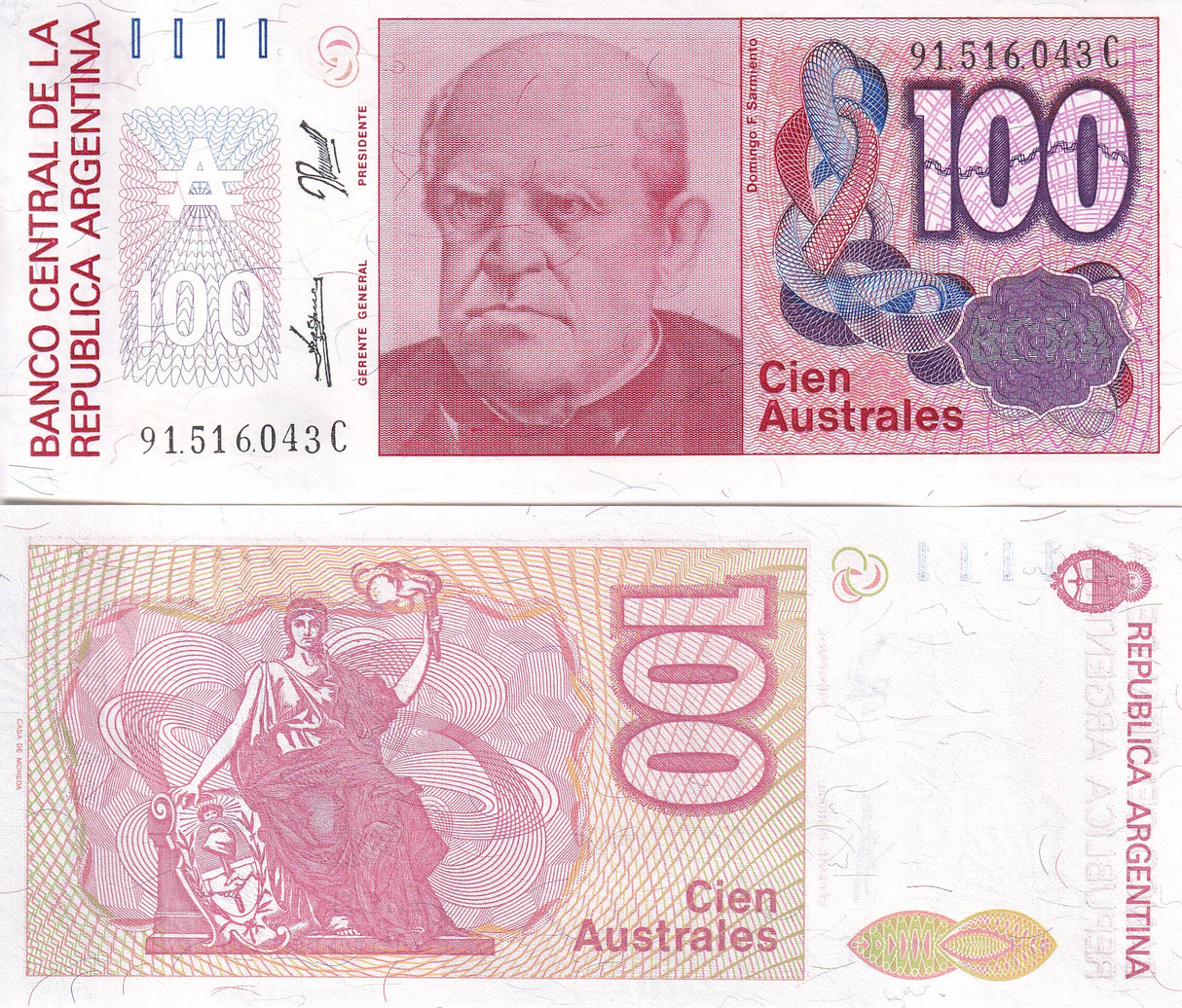 ARGENTINA 100 AUSTRALES 1985 P 327 c UNC