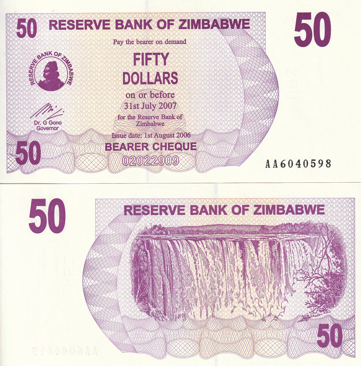 Zimbabwe 50 Dollars 2006 P 41 UNC
