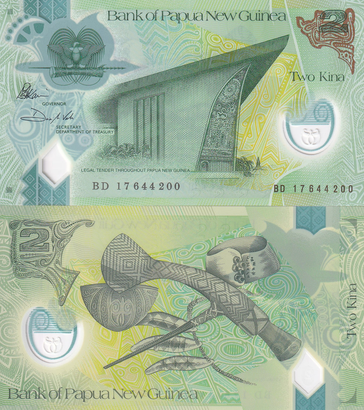 Papua New Guinea 2 Kina 2017 P 50 Polymer UNC