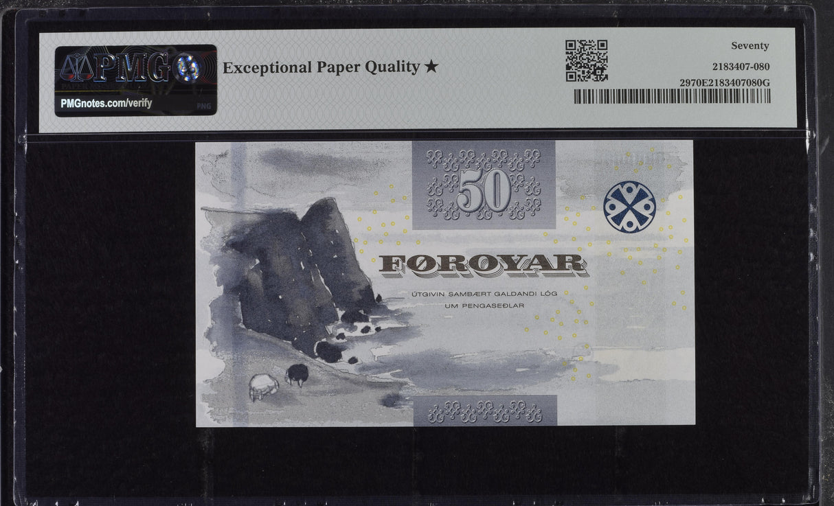 Faeroe Islands 50 Kronur 2011 P 29 Superb GEM UNC PMG 70 EPQ Extra Star TOP POP