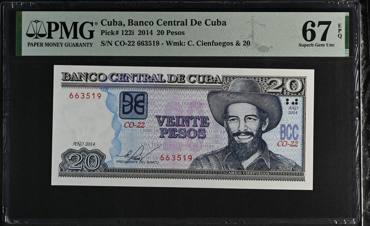 Central America 20 Pesos 2014 P 122 i Superb GEM UNC PMG 67 EPQ