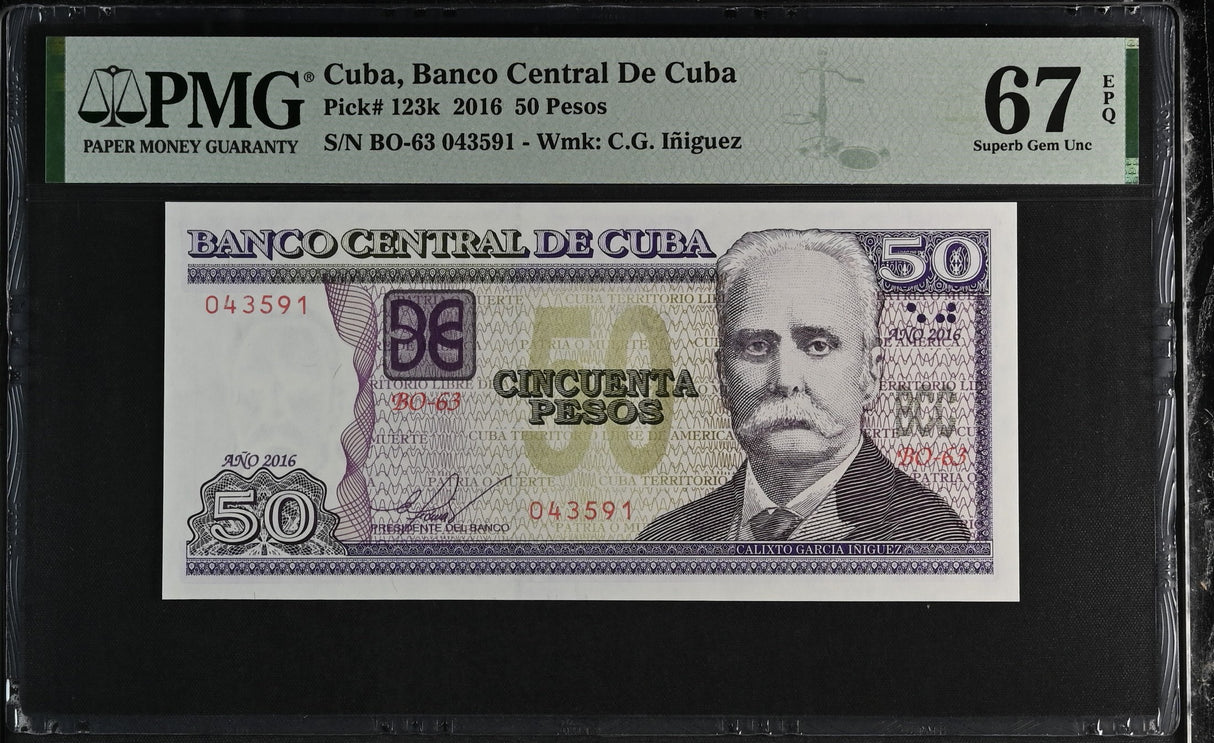 Central America 50 Pesos 2016 P 123 k Superb GEM UNC PMG 67 EPQ