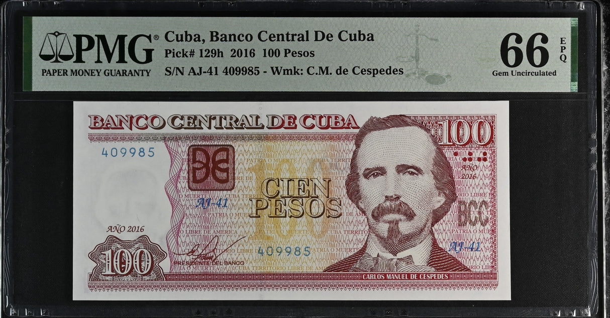 Central America 100 Pesos 2016 P 129 h GEM UNC PMG 66 EPQ
