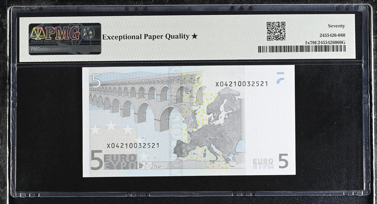 Euro 5 Euro Germany 2002 P 1 x Superb Gem UNC PMG 70 EPQ Extra Star TOP POP