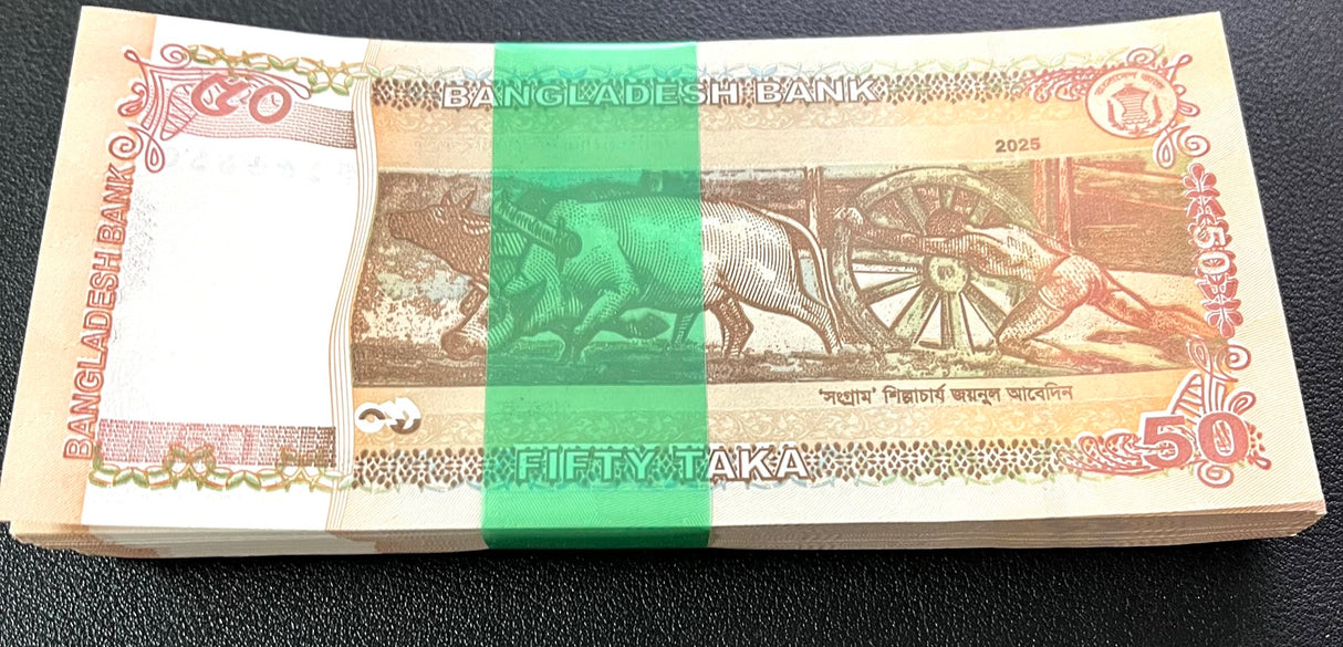 Bangladesh 50 Taka 2025 P 78 NEW Design UNC Lot 100 PCS 1 BUNDLE