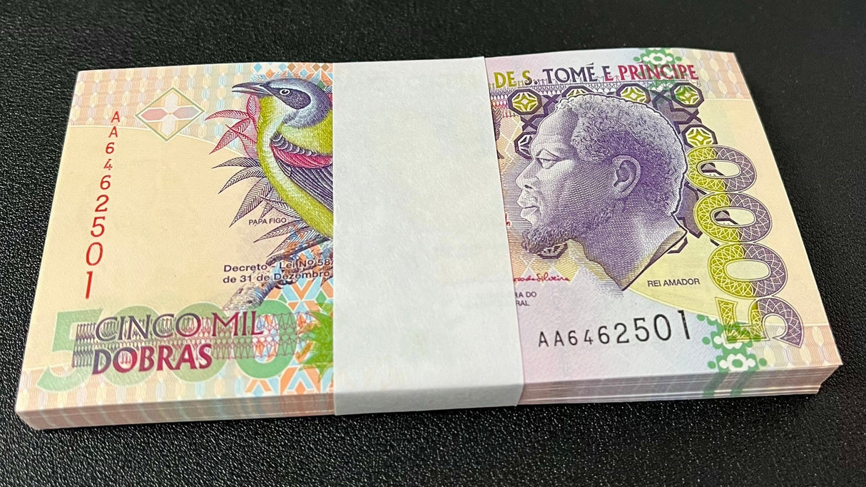 Saint Thomas & Prince 5000 Dobras 2013 P 65 UNC LOT 100 PCS 1 BUNDLE
