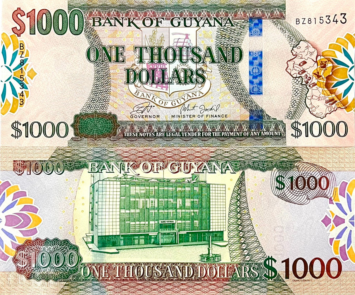 Guyana 1000 Dollars ND 2019 P 38 c UNC
