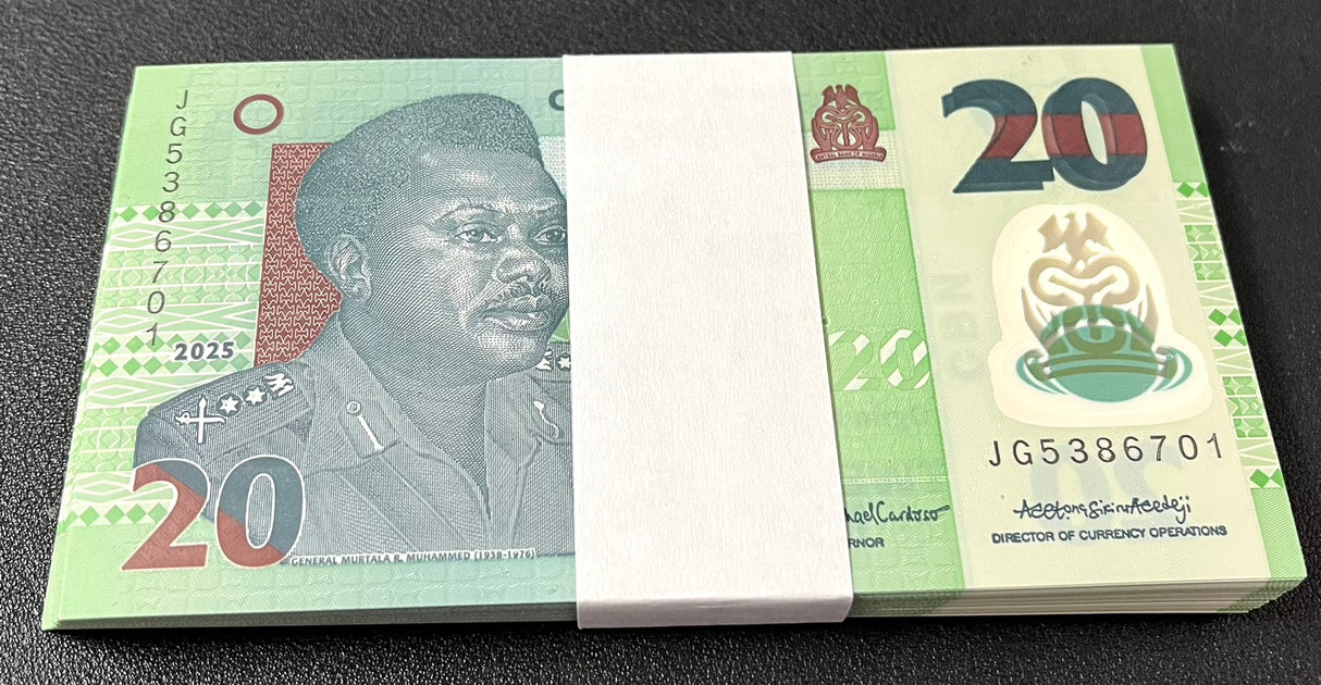 Nigeria 20 Naira 2025 P 34 Polymer Lot 100 UNC 1 BUNDLE