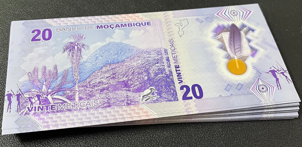 Mozambique 20 Meticais 2024 Polymer new P 155 UNC LOT 50 PCS 1/2 BUNDLE