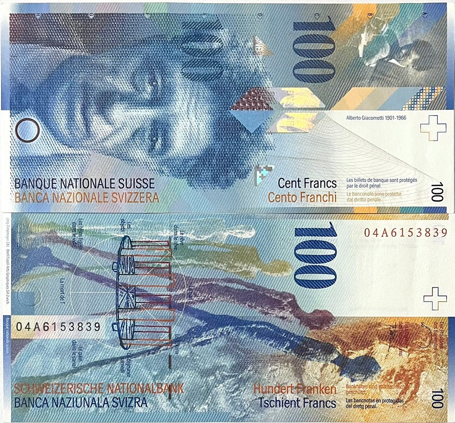 Switzerland 100 Franken 2004 P 72 g AUnc