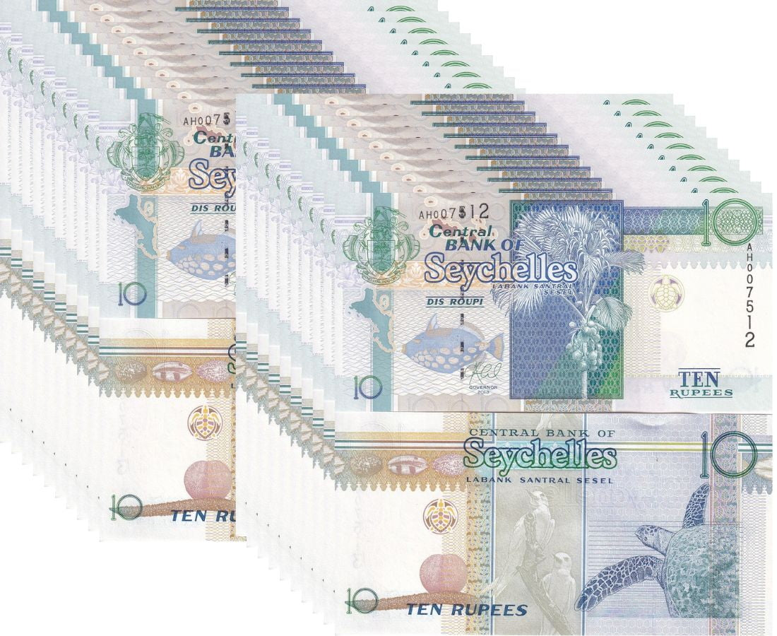 Seychelles 10 Rupees ND 2013 P 42 New sign UNC LOT 20 PCS
