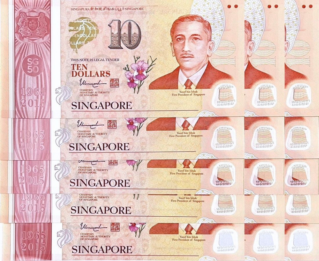 Singapore SET 5 X LOT 3=15 UNC 10 Dollars 2015 Commemorative P 56 57 58 56 60