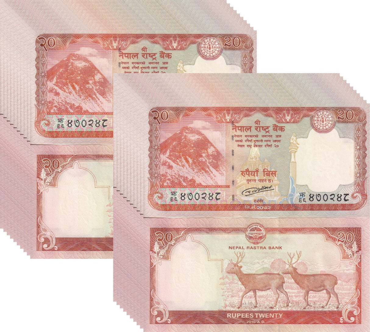 Nepal 20 Rupees 2016 P 78 UNC LOT 20 PCS