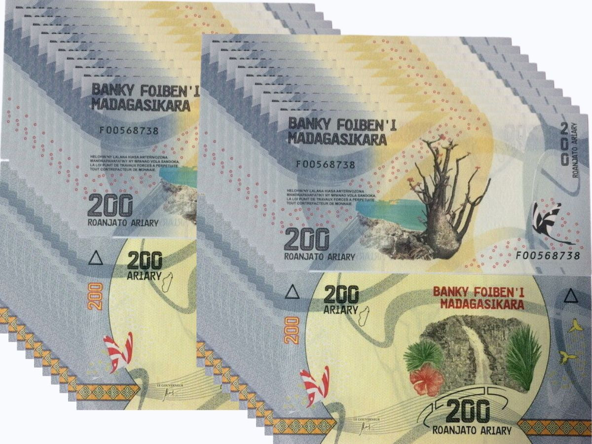Madagascar 200 Ariary 2017 P 98 UNC Lot 20 Pcs 1/5 Bundle