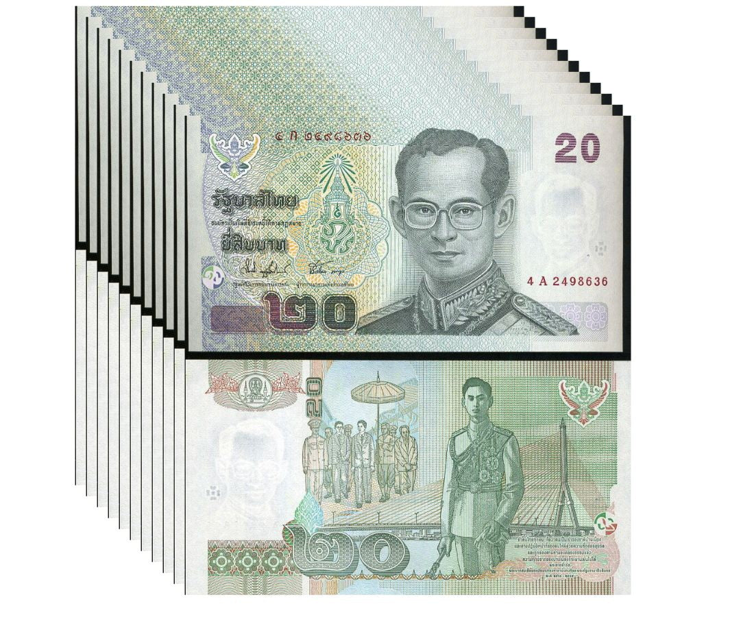 Thailand 20 Baht ND 2003 Random Sign P 109 UNC LOT 10 PCS