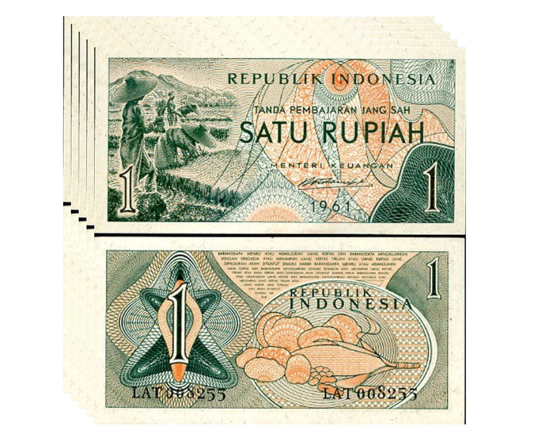 Indonesia 1 Rupiah 1961 P 78 UNC LOT 5 PCS