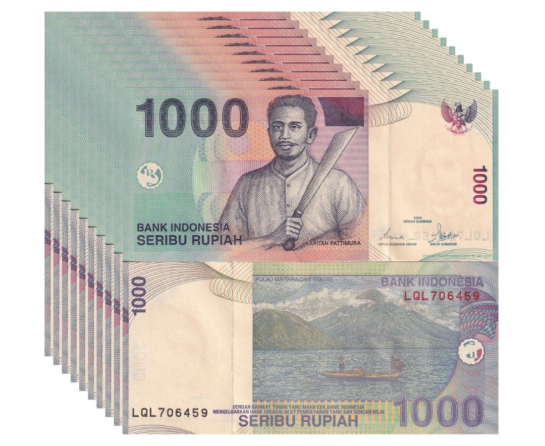 Indonesia 1000 Rupiah Random Years P 141 UNC LOT 10 PCS