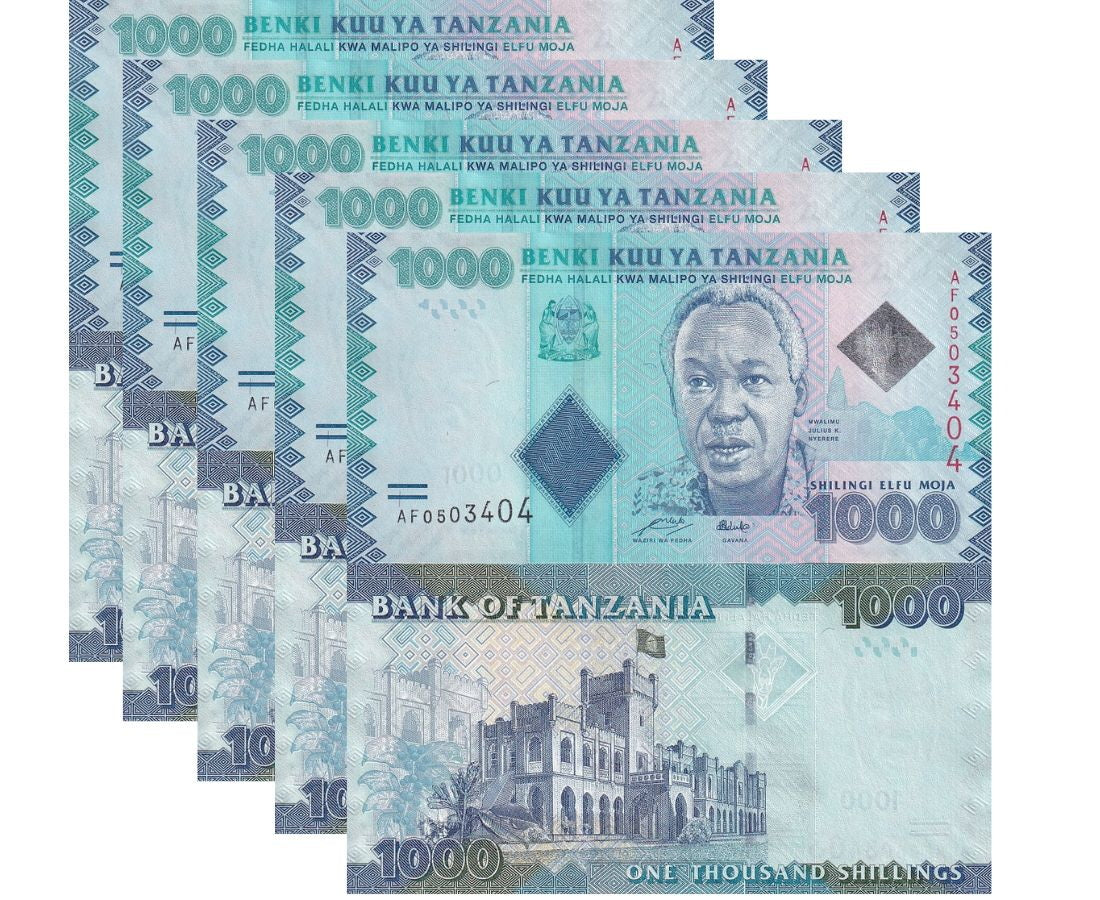 Tanzania 1000 Shilling ND 2010 P 41 UNC LOT 5 PCS