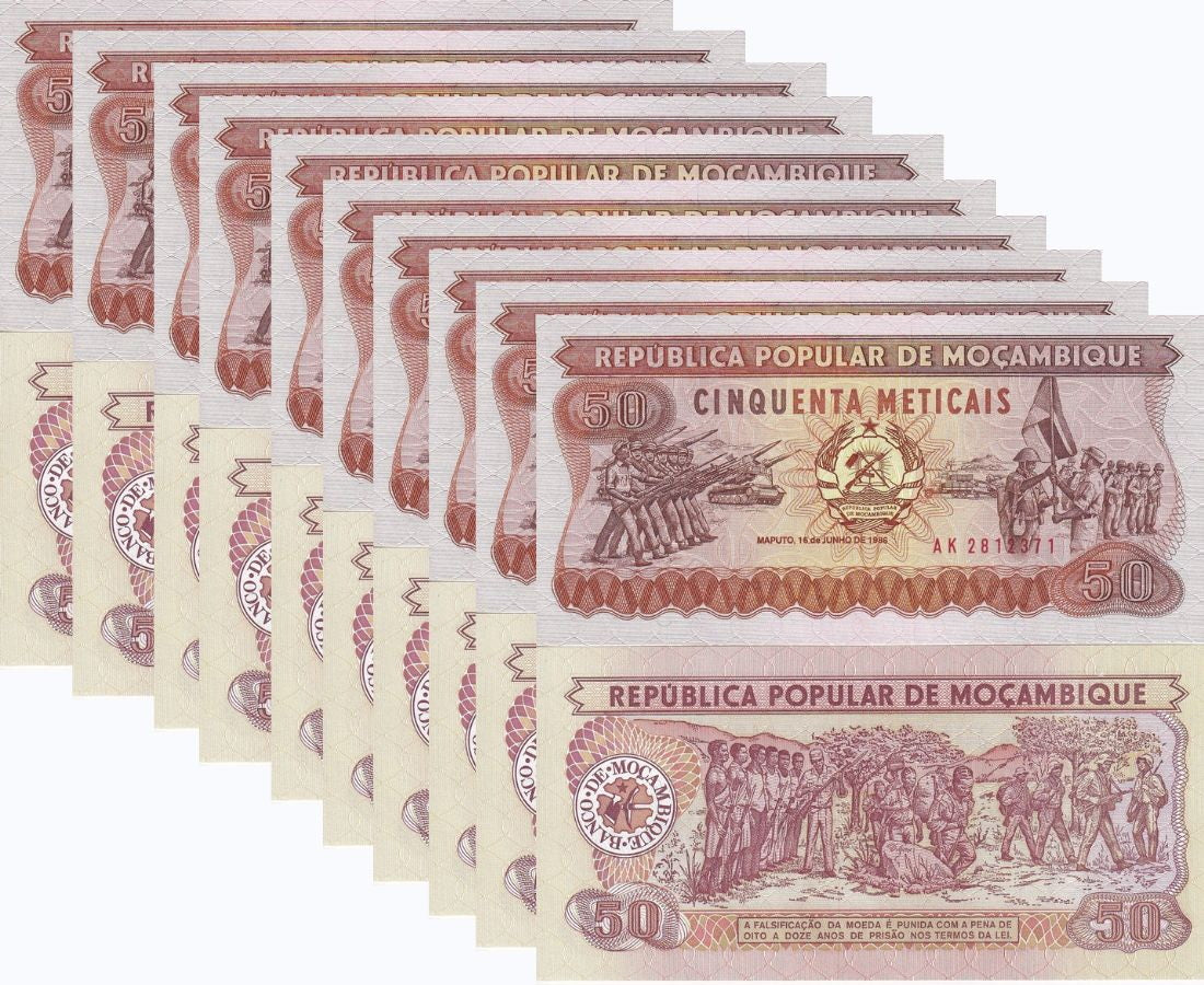 MOZAMBIQUE 50 ESCUDOS 1986 P 129 UNC LOT 10 PCS