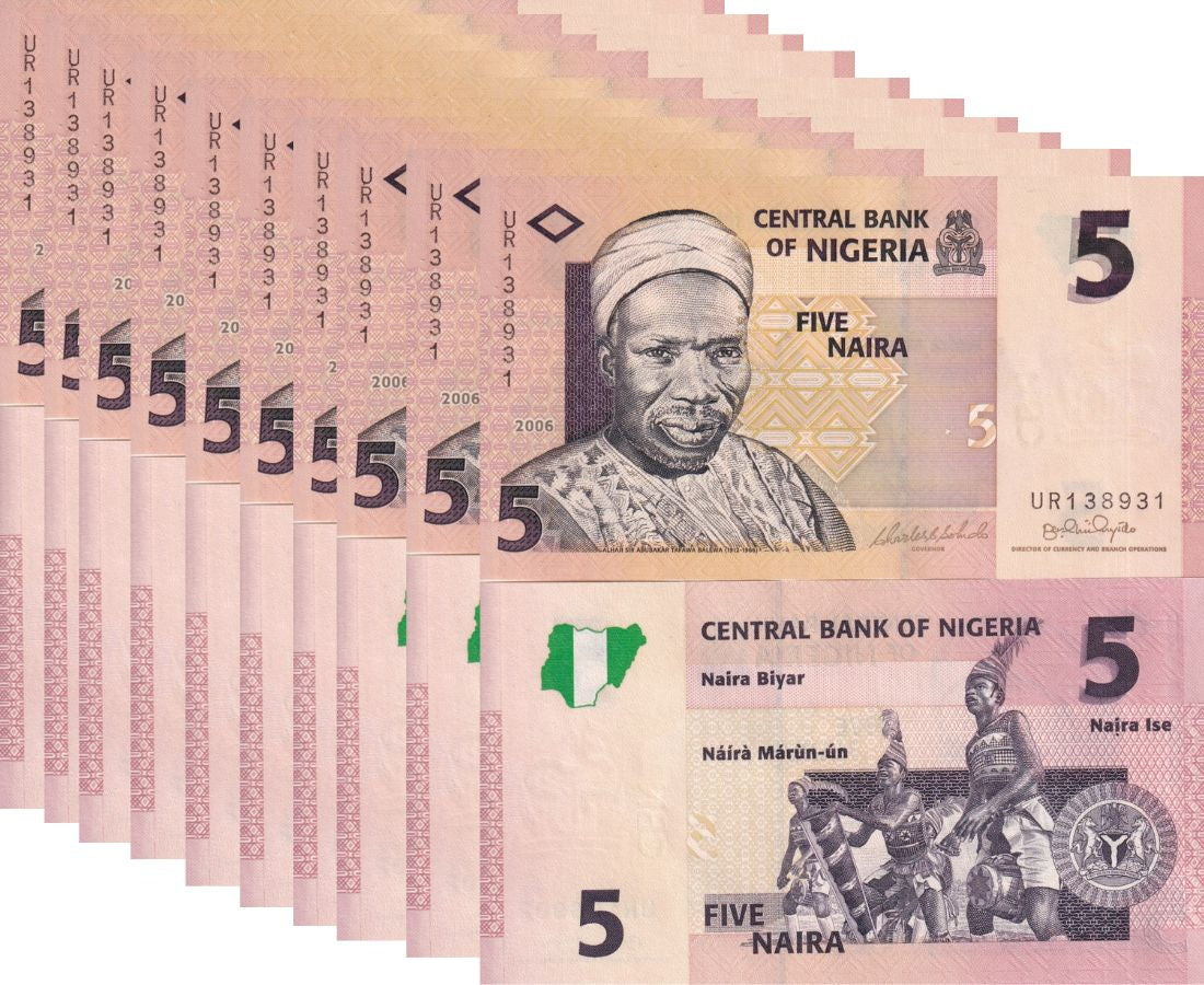 Nigeria 5 Naira 2006 P 32 a UNC LOT 10 PCS