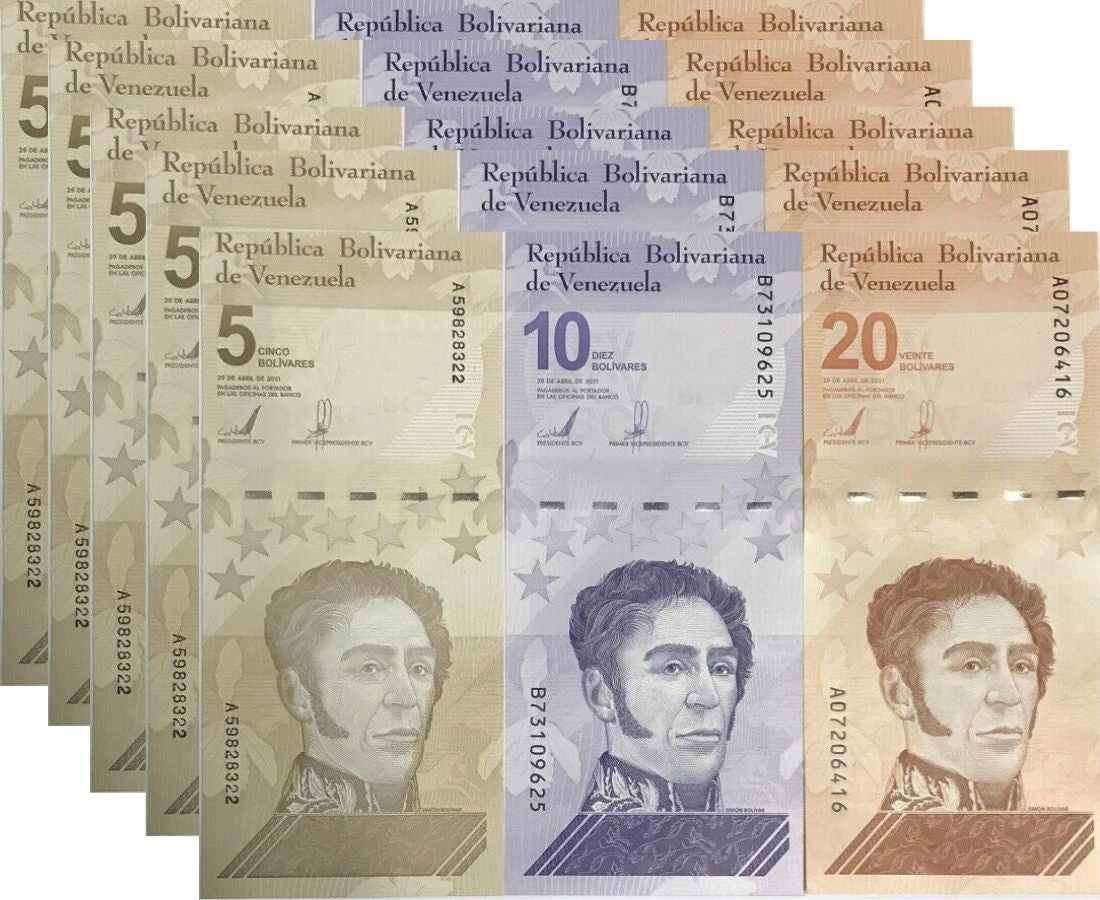 Venezuela SET 3 UNC 5 10 20 Boliva. Digitales 2021 P 115 116 117 LOT 5 = 15 Pcs