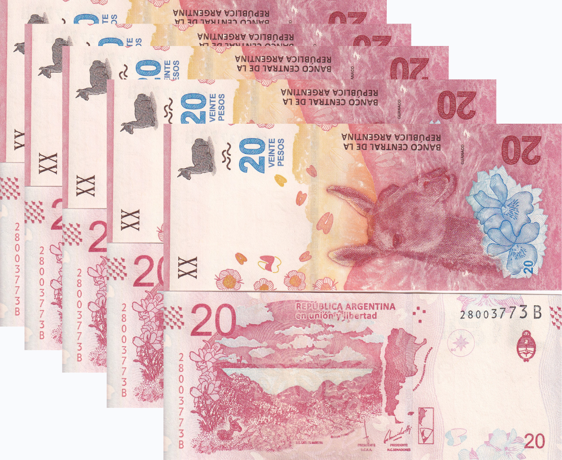 Argentina 20 Pesos ND 2017 P 361 UNC LOT 5 PCS