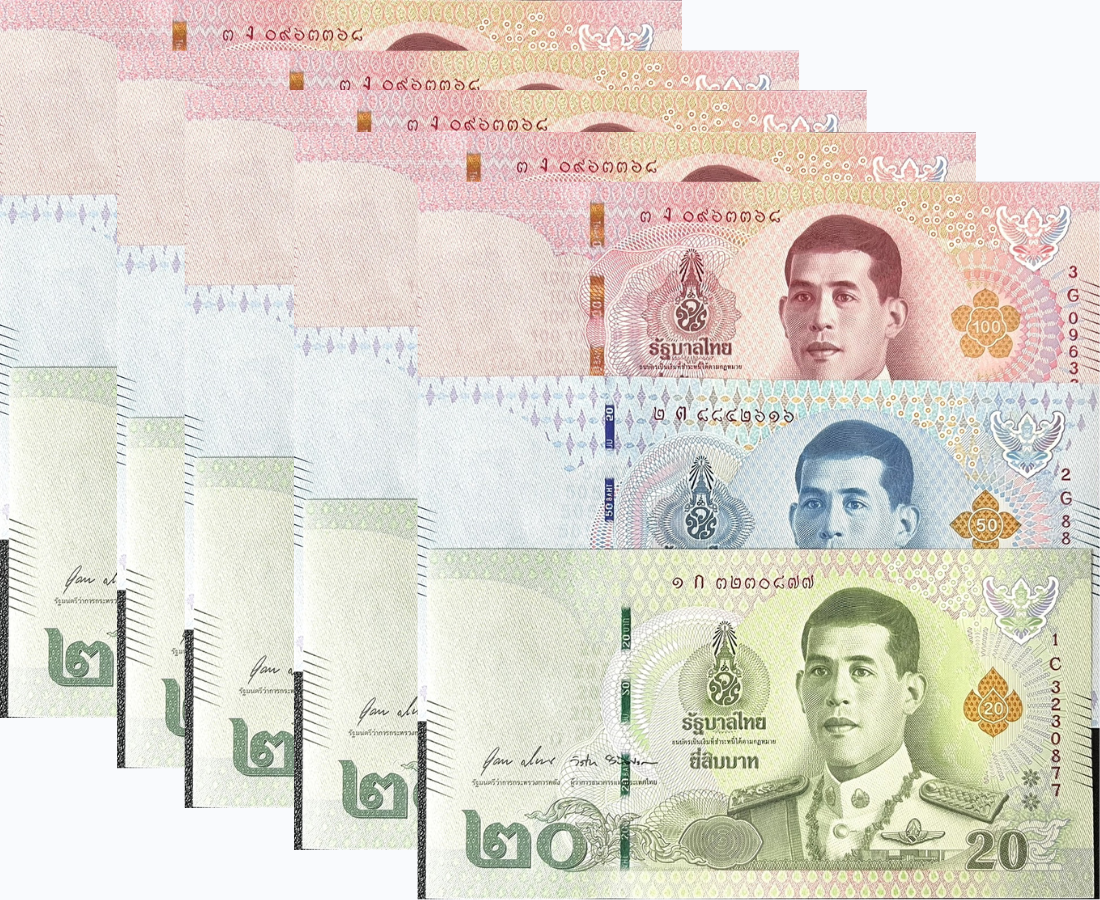 Thailand Set 3 UNC 20 50 100 Baht ND 2018 P 135 136 137 Lot 5 Sets = 15 Pcs