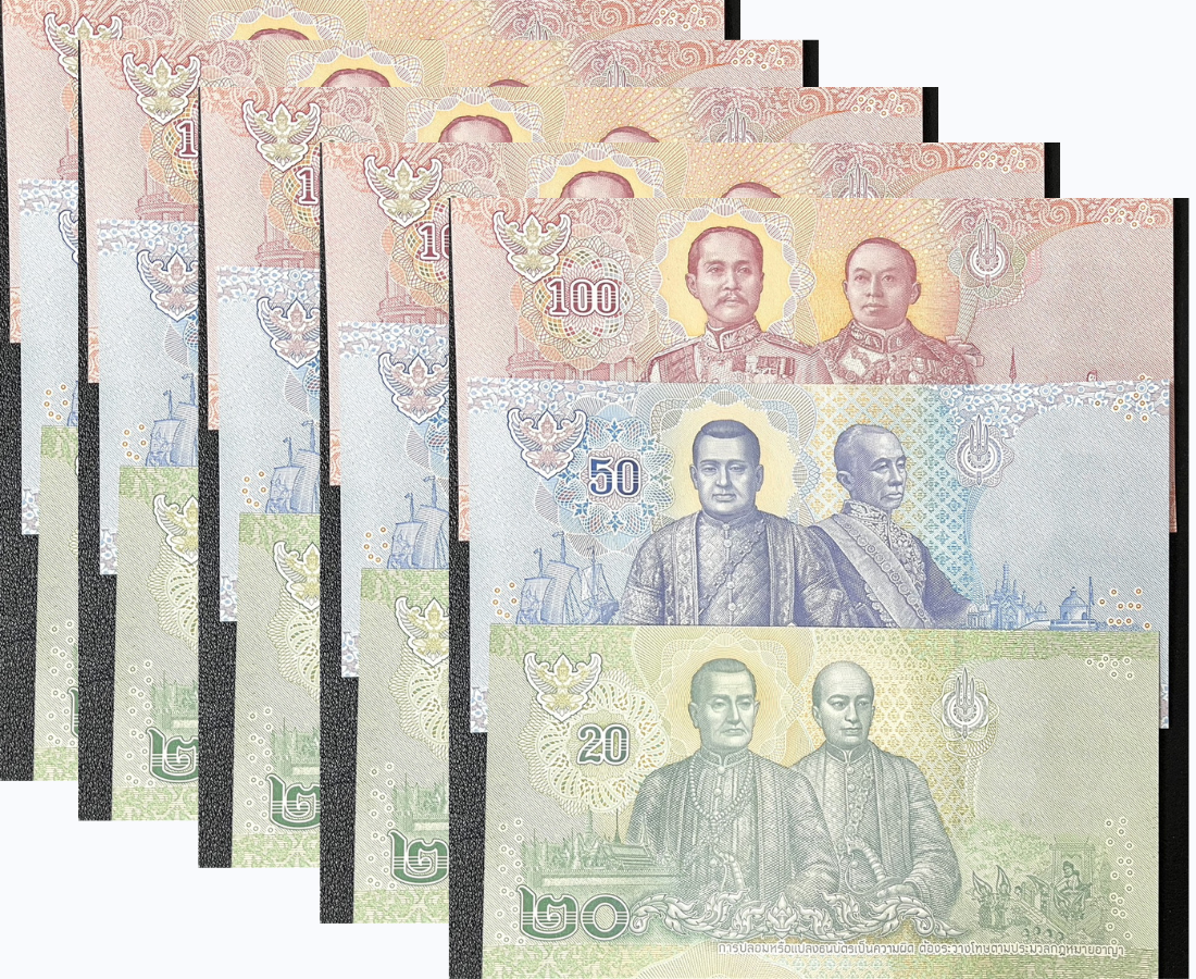 Thailand Set 3 UNC 20 50 100 Baht ND 2018 P 135 136 137 Lot 5 Sets = 15 Pcs