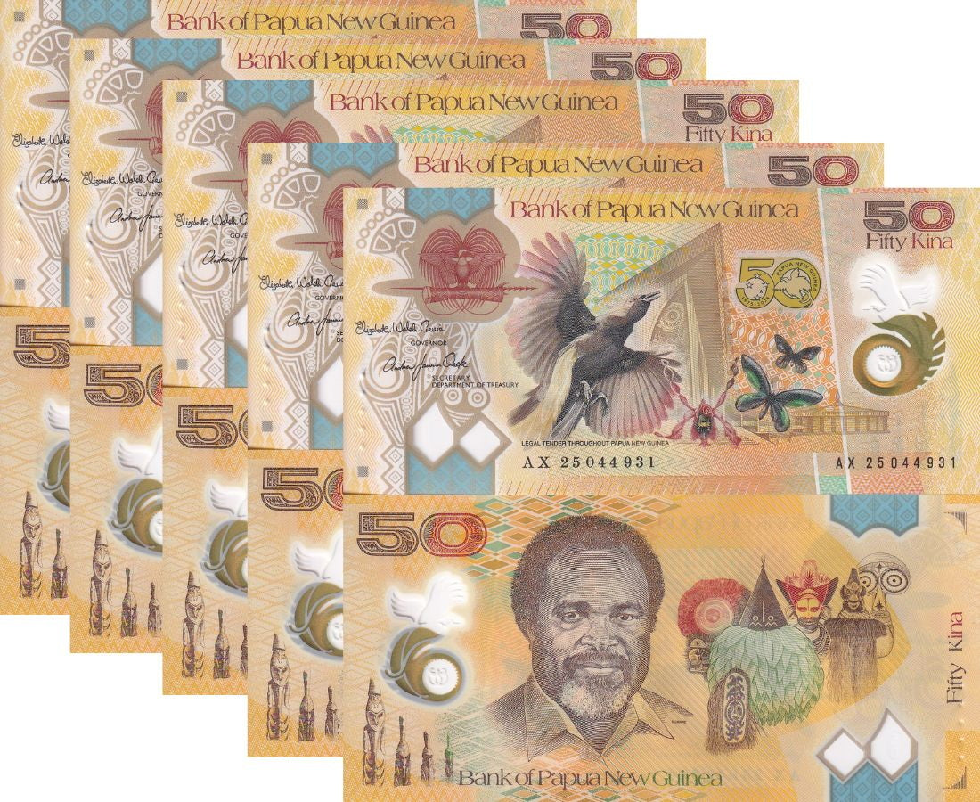 Papua New Guinea 50 Kina 2025 P 58 NEW POLYMER Commemorative LOT 5 UNC