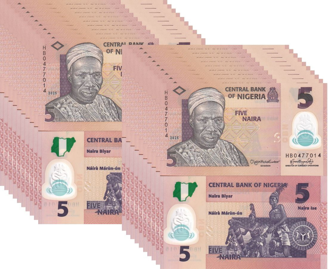 Nigeria 5 Naira 2025 P 38 Polymer UNC LOT 20 PCS
