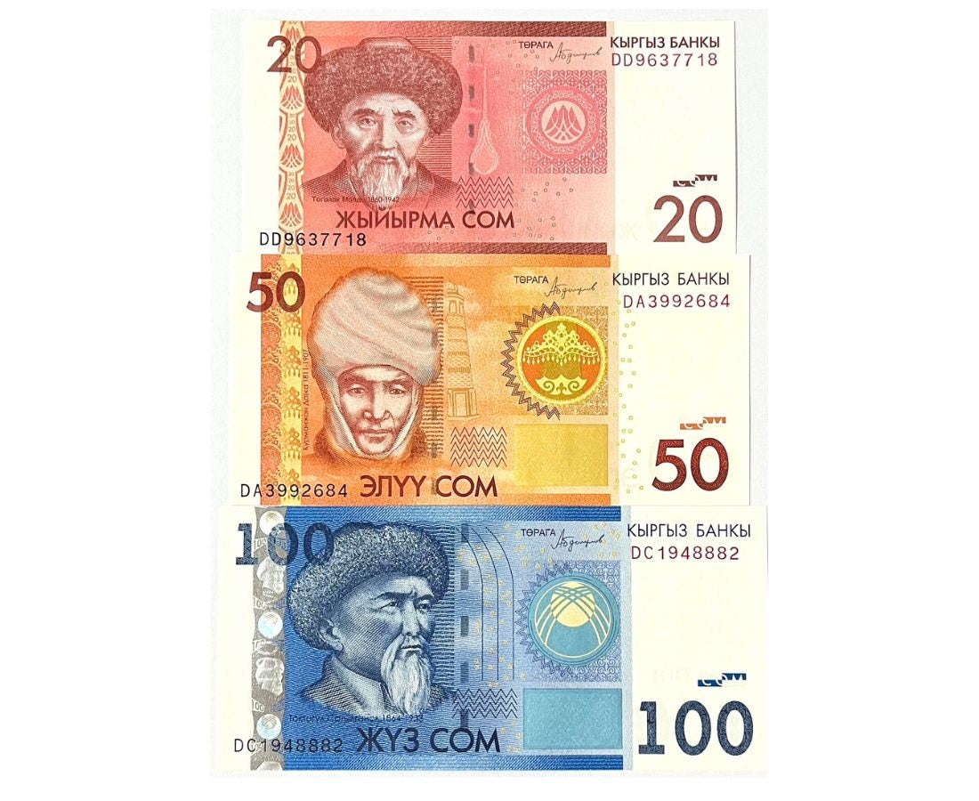 Kyrgyzstan Set 3 Pcs 20 50 100 SOM 2016 / 2018 P 24 25 26 UNC
