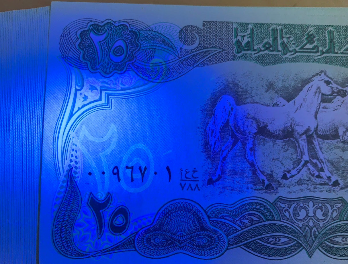 Iraq set 2 UNC 25 Dinars 1982-1990 P 72 74 Gulf war issue With 3 Horses