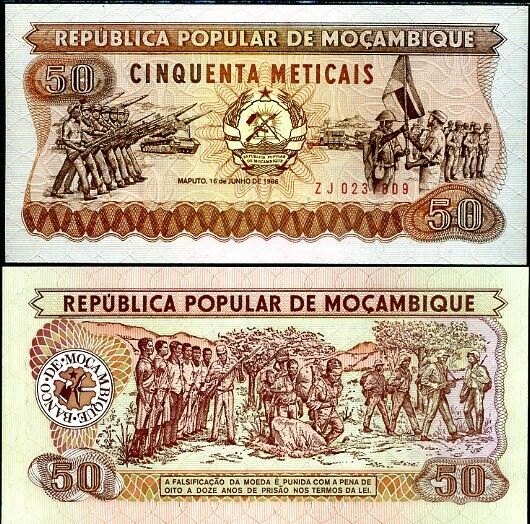 MOZAMBIQUE 50 ESCUDOS 1986 P 129 ZJ REPLACEMENT ABOUT UNC