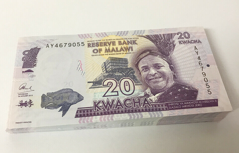 MALAWI 20 KWACHA 2015 P 63 b UNC LOT 25 PCS