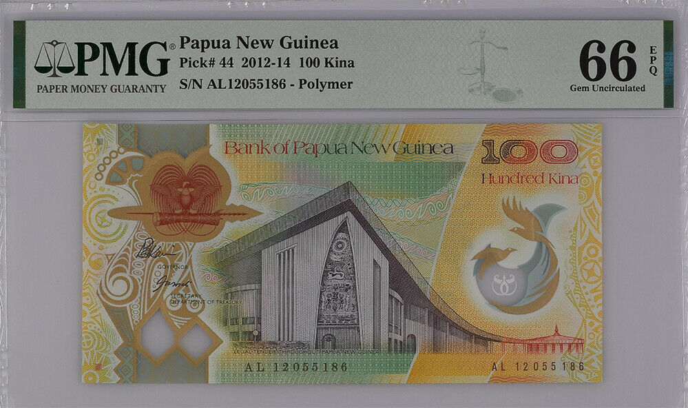 Papua New Guinea 100 Kina 2012 P 44 Polymer Gem UNC PMG 66 EPQ