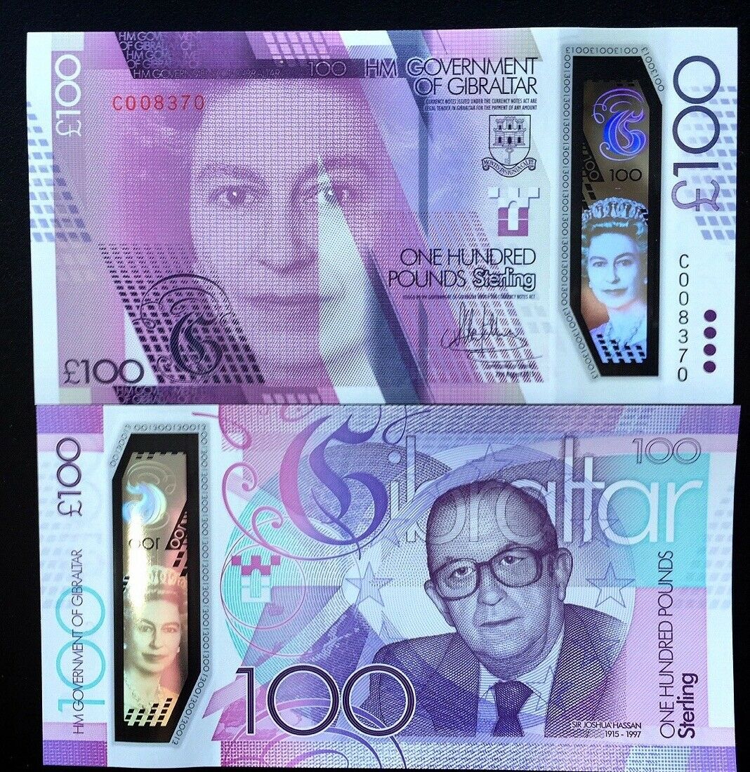 Gibraltar 100 Pounds 2015/2017 P 40 COMM Polymer QE II UNC