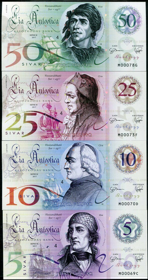 PIRATES LIR ANTOOTICA KALOZKODAS SET 4 SERIES M 5 10 25 50 SILVAR POLYMER 2017