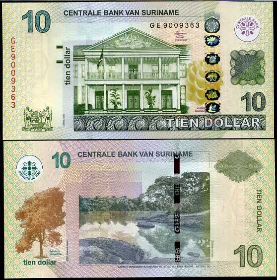 SURINAME 10 DOLLARS 2012 P 163 b UNC