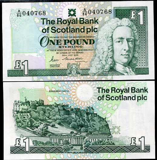 SCOTLAND 1 POUND 1989 P 351 UNC