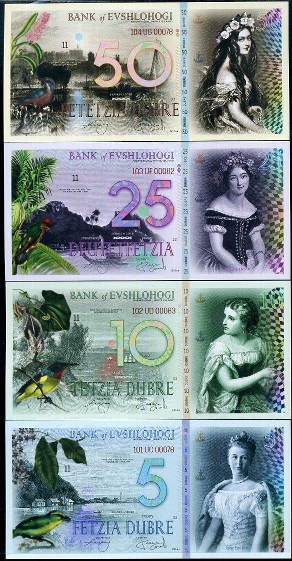 EVSHLOHOGI SET 4 UNC 5 10 25 50 FETZIA DUBRE PRIVATED ISSUED NICE DESIGN