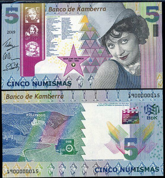 KAMBERRA 5 NUMISMAS 2019 Private FANTASY MARLENE DIETRICH HOLLYWOOD