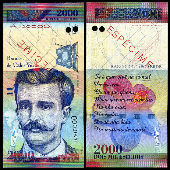 CAPE VERDE 2000 ESCUDOS 1999 P 66 SPECIMEN UNC
