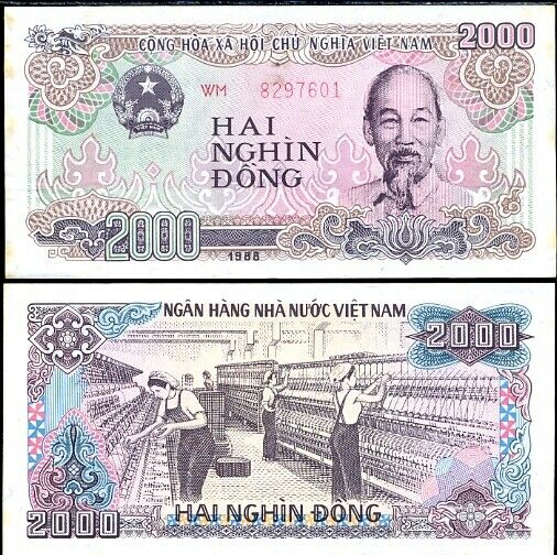 Vietnam 2000 Dong 1988 P 107 B LARGE DIGIT UNC/Tone