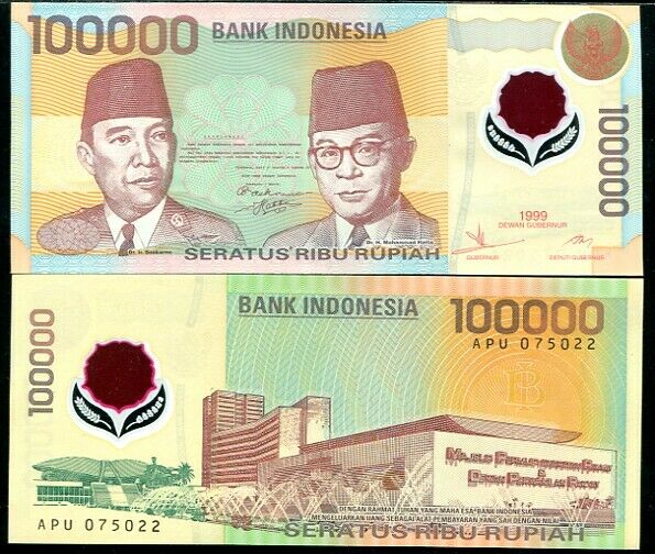 Indonesia 100000 Rupiah 1999 P 140 Polymer UNC