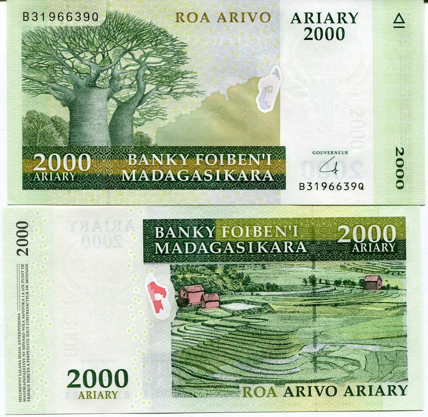 MADAGASCAR 2000 ARIARY 2014 P 96 HYBRID UNC