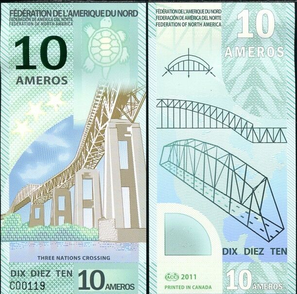 FEDERATION OF NORTH AMERICA 10 AMEROS 2011 POLYMER AUnc