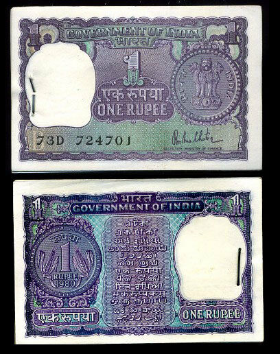 INDIA 1 RUPEE 1980 P 77 Z AUnc W/H LOT 10 PCS 1/10 BUNDLE