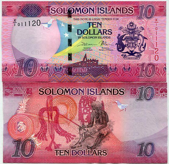 Solomon Islands 10 Dollars 2017 P 33 X/1 Replacement Random Sign UNC