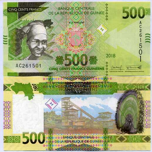 GUINEA 500 FRANCS 2018 / 2019 P 51 a UNC