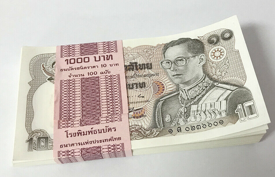 THAILAND 10 BAHT ND 1980 P 87 UNC LOT 25 PCS 1/4 BUNDLE